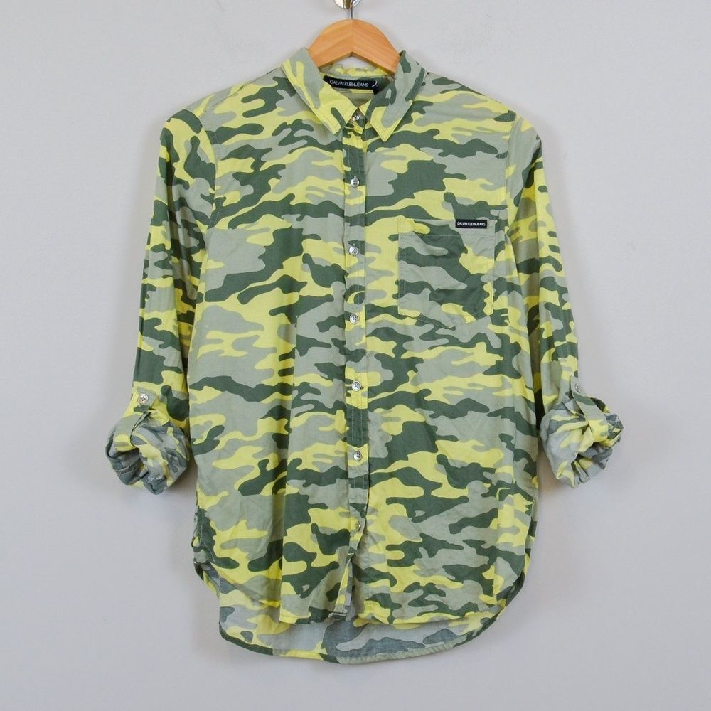 Calvin Klein Camo Button Up Top